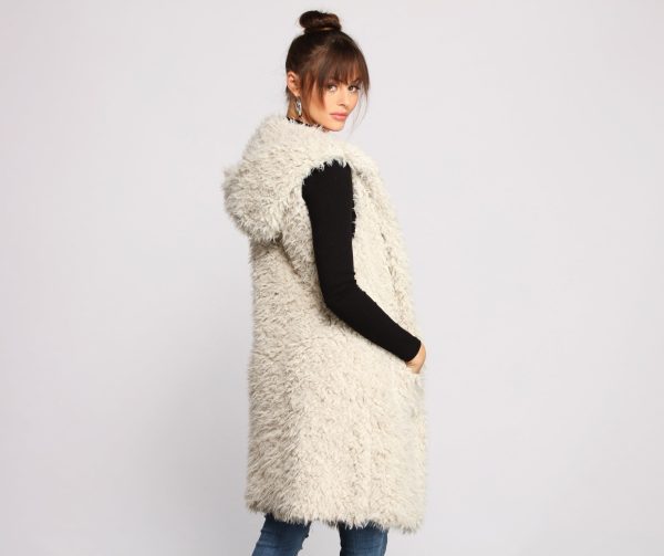 Major Diva Faux Fur Long-Line Hooded Vest - Image 9