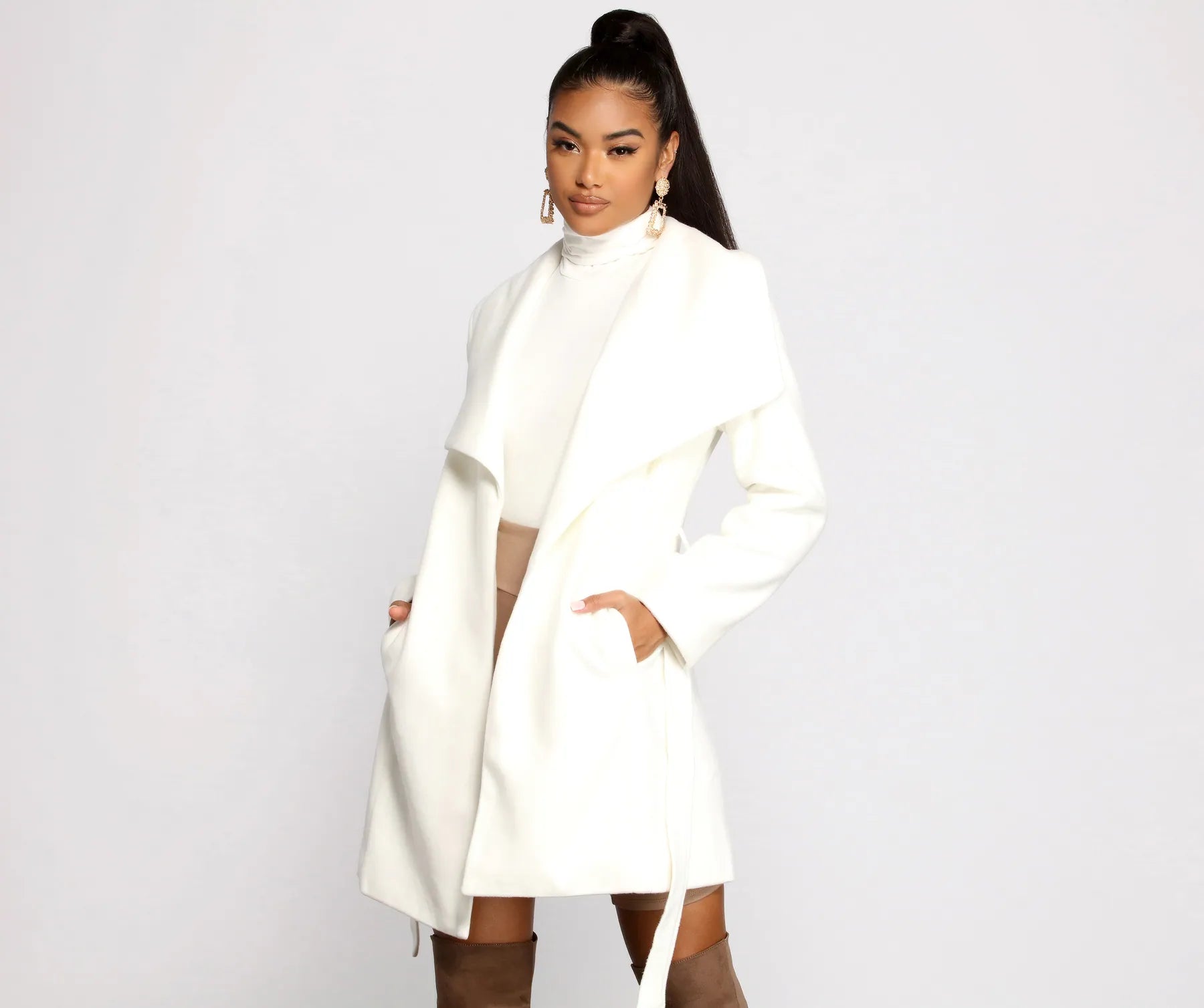 So Fab Fleece Belted Trench Coat - Image 6