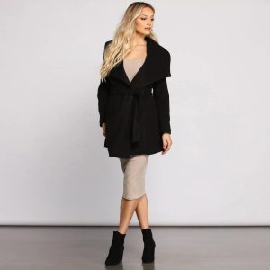 So Fab Fleece Belted Trench Coat