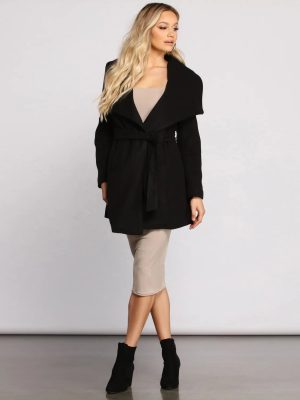 So Fab Fleece Belted Trench Coat