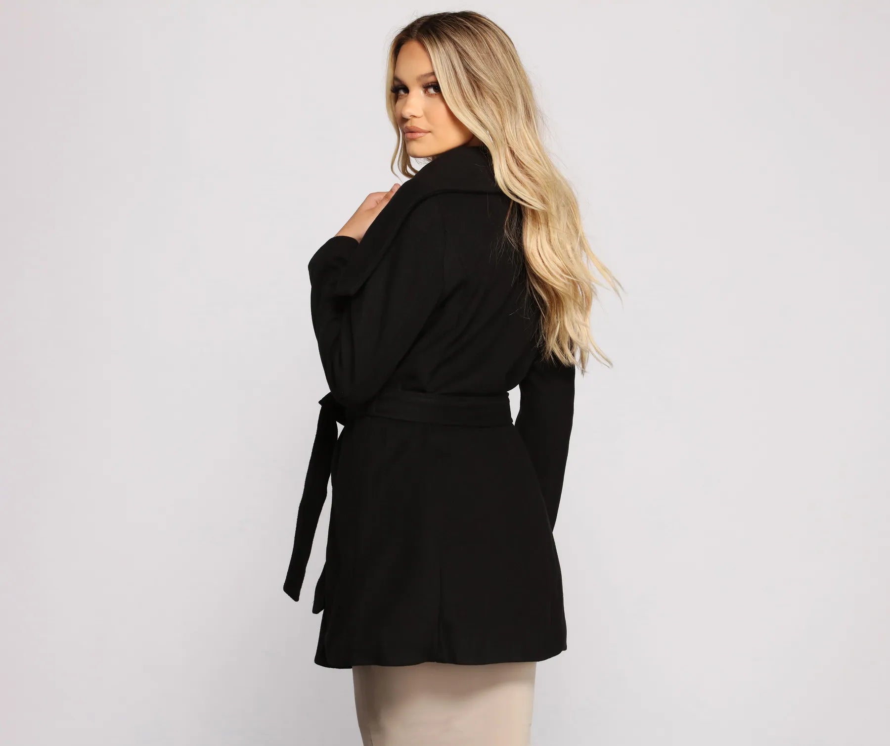 So Fab Fleece Belted Trench Coat - Image 2