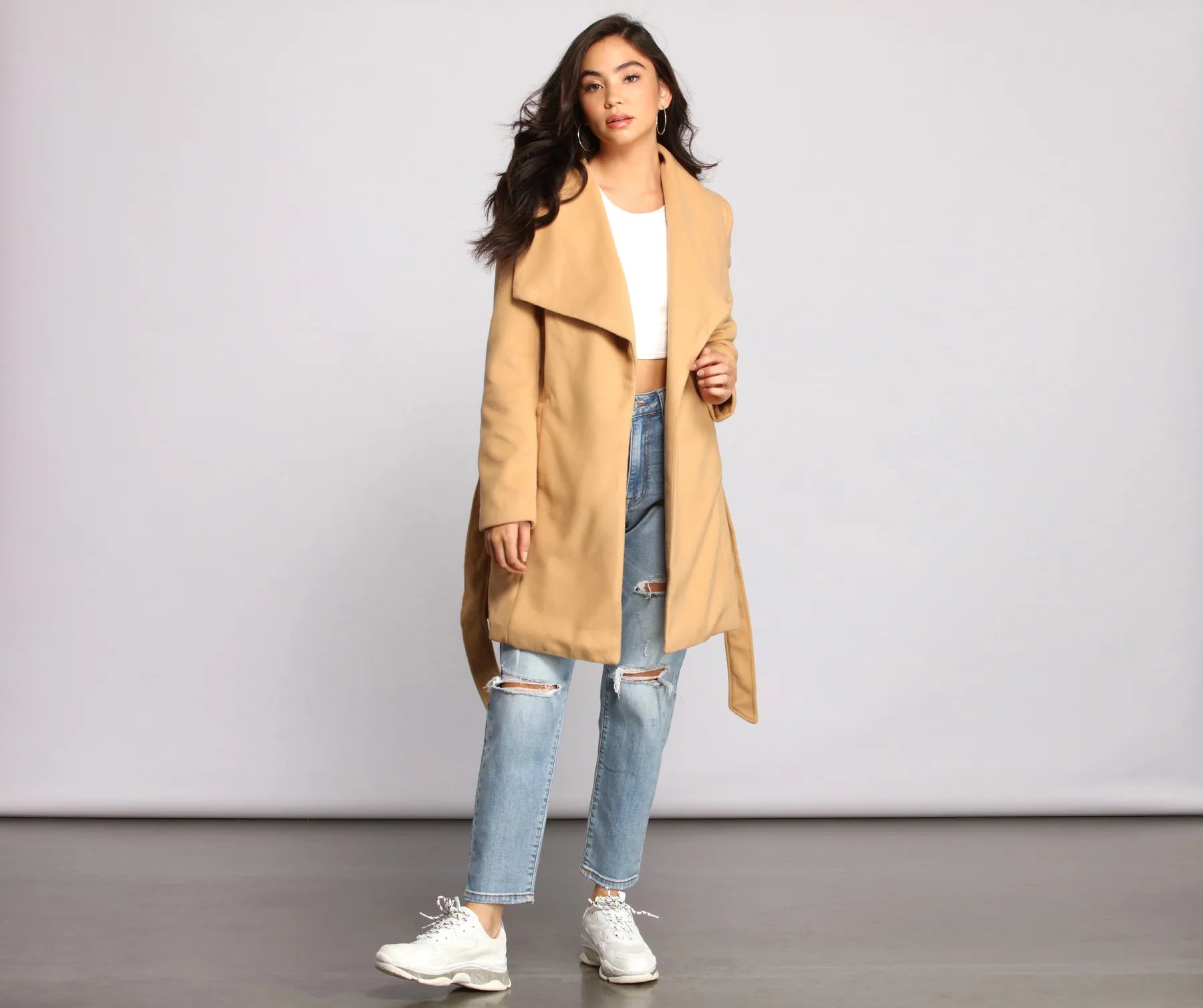 So Fab Fleece Belted Trench Coat - Image 10