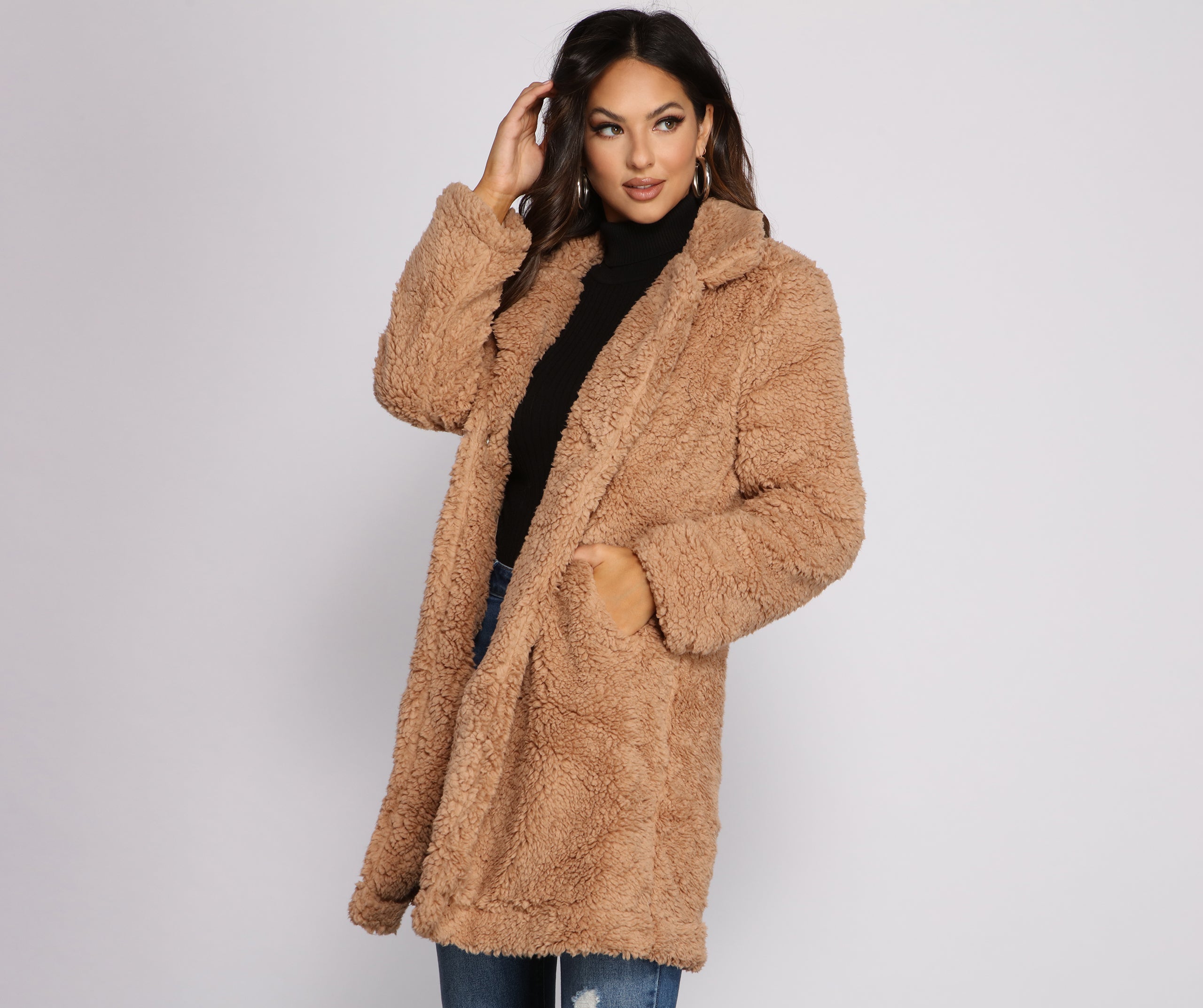 Faux Fur Long Line Jacket - Image 6