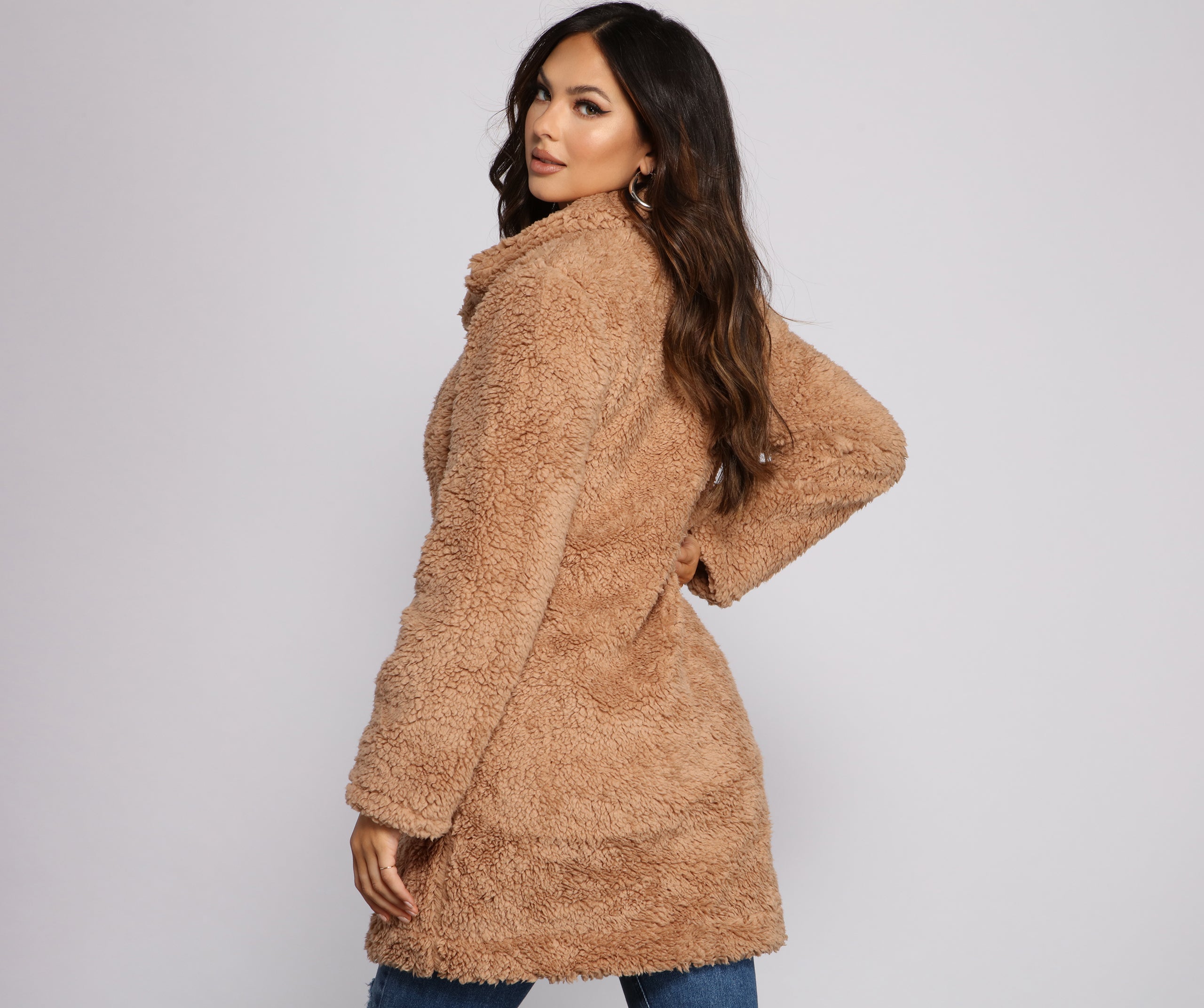 Faux Fur Long Line Jacket - Image 7
