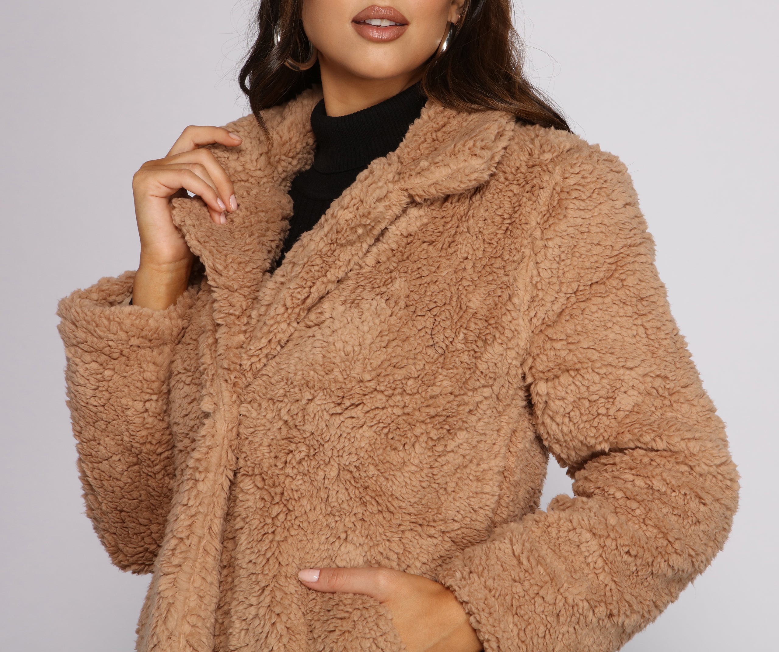 Faux Fur Long Line Jacket - Image 8