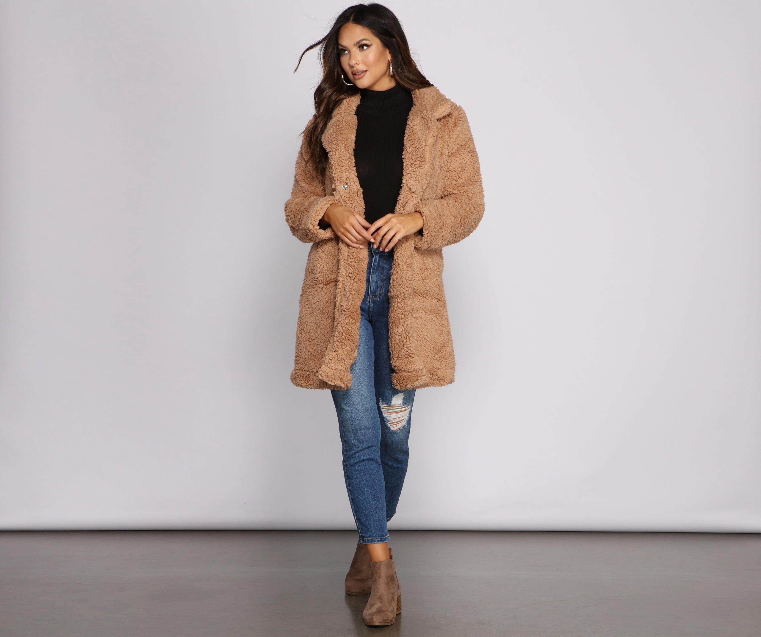 Faux Fur Long Line Jacket - Image 9