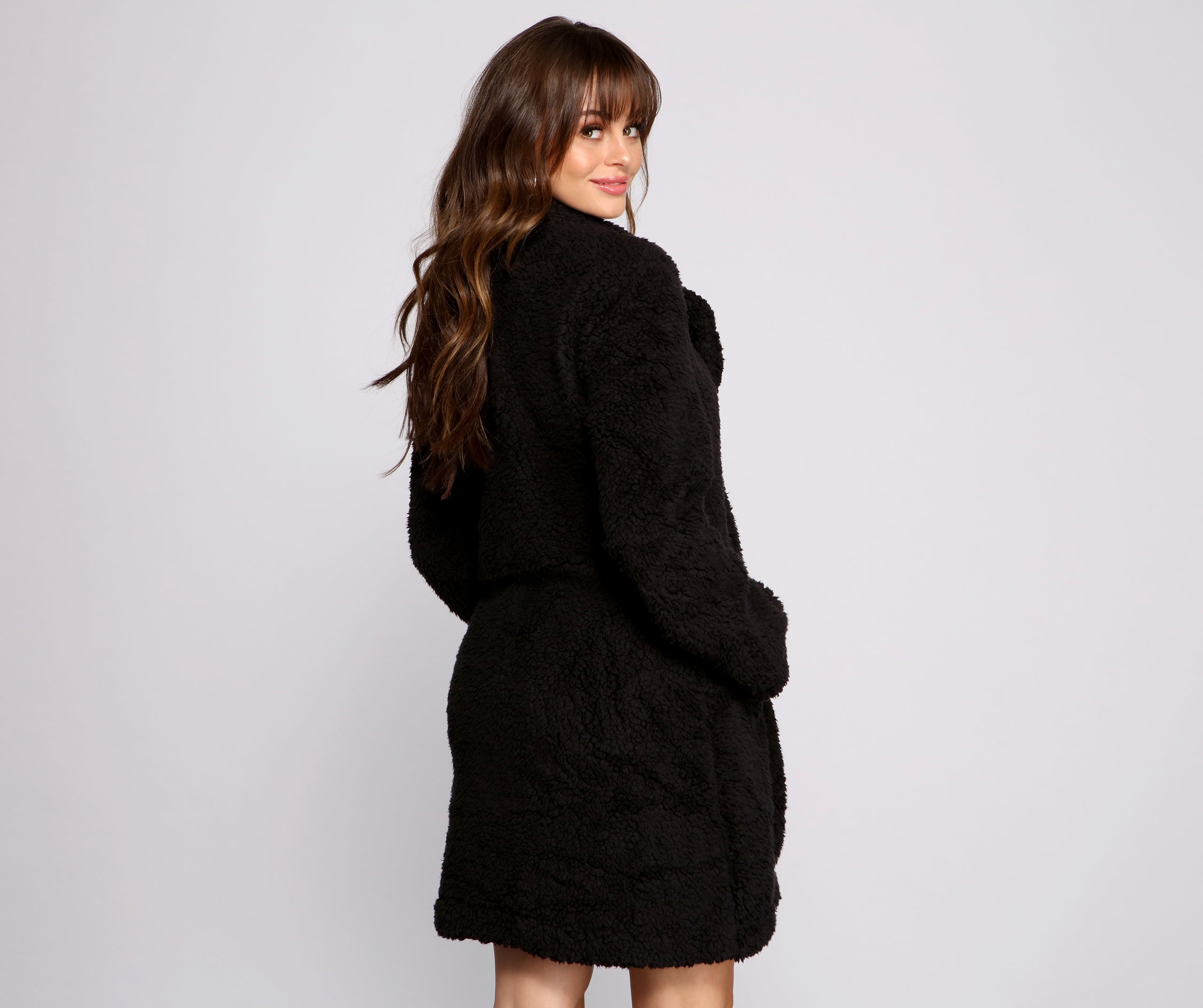 Faux Fur Long Line Jacket - Image 2
