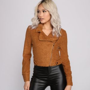 Chic Faux Fur Moto Style Jacket