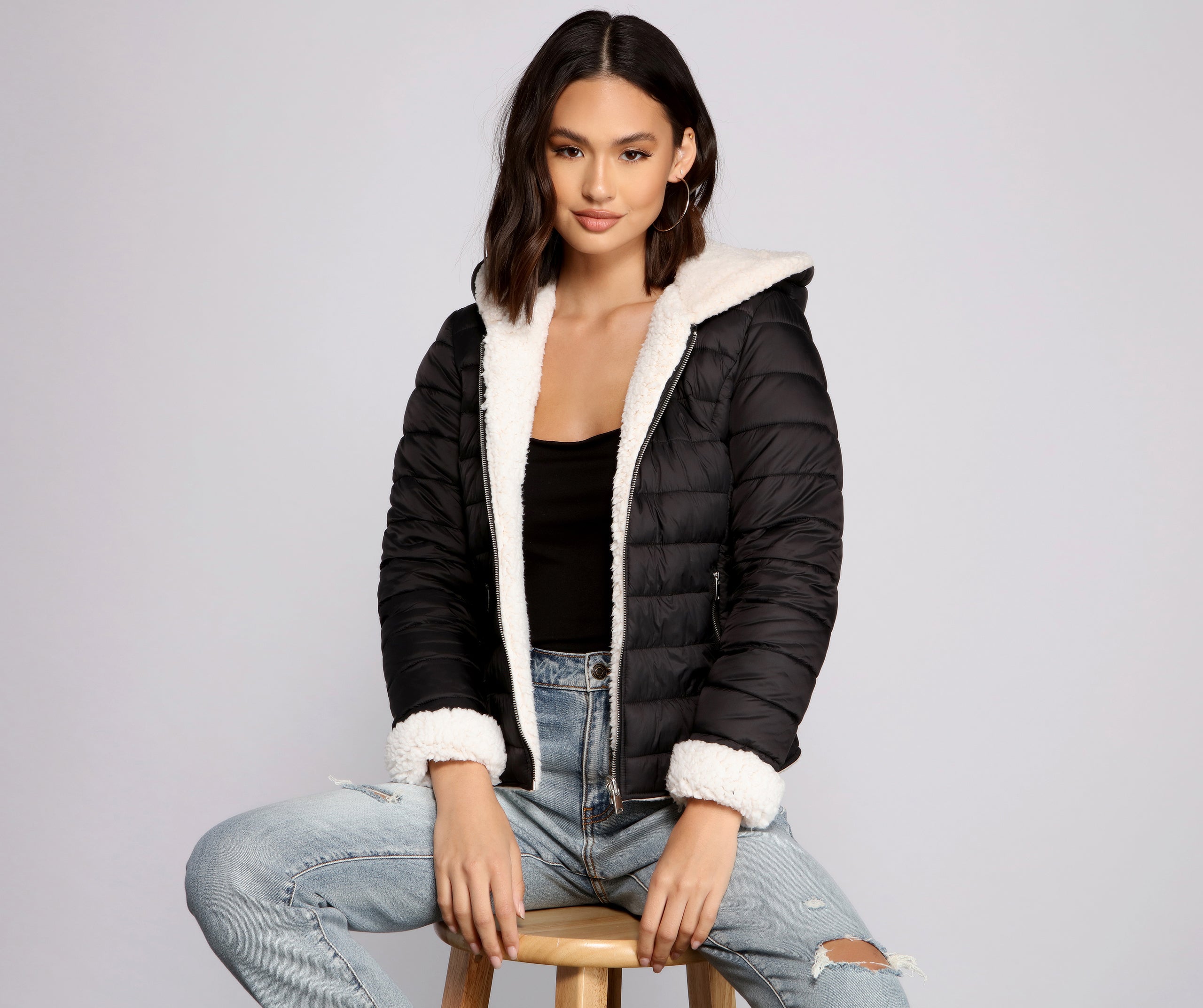 Faux Fur Reversible Puffer Jacket - Image 9