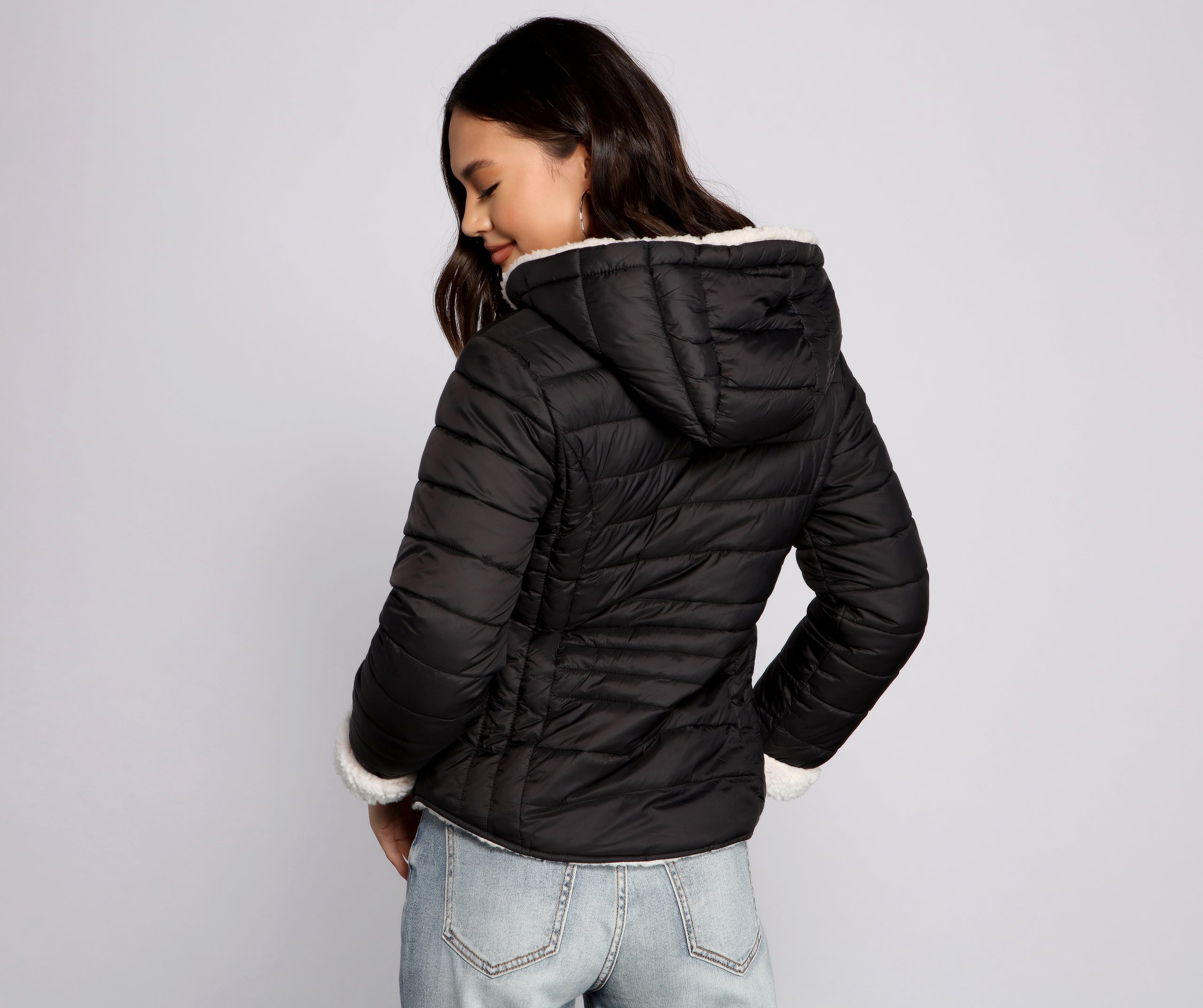 Faux Fur Reversible Puffer Jacket - Image 7