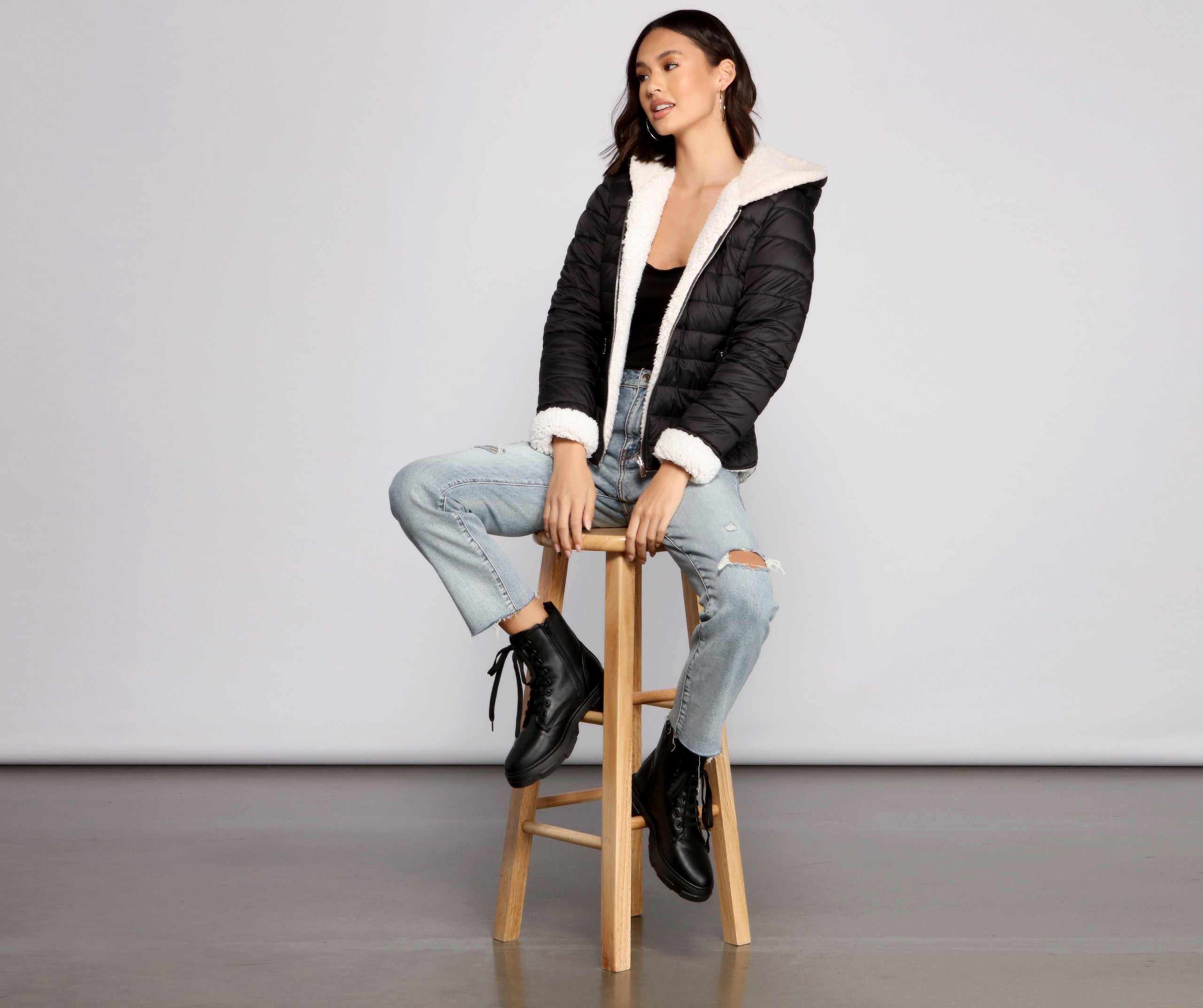 Faux Fur Reversible Puffer Jacket - Image 20