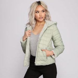 Faux Fur Reversible Puffer Jacket