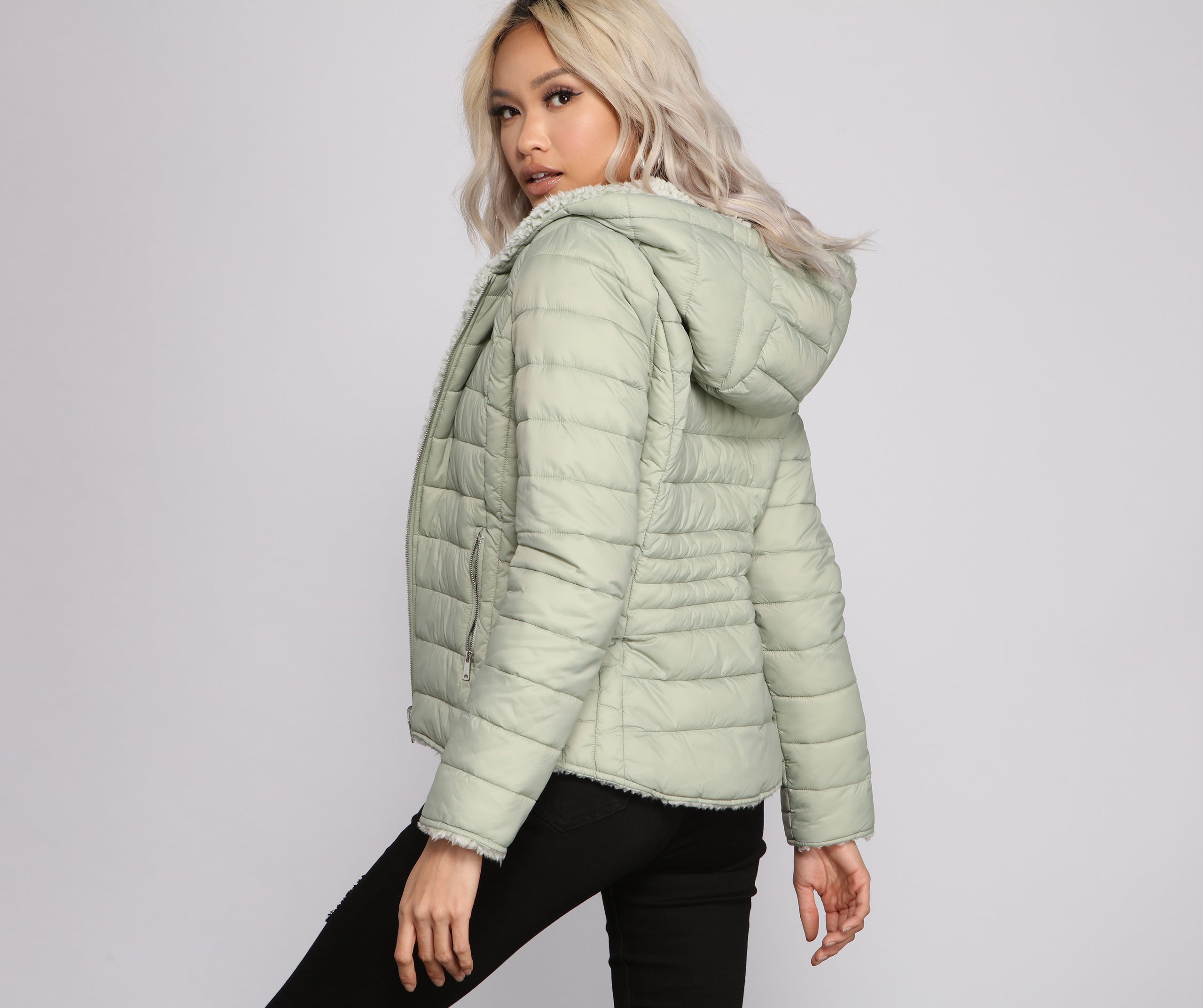 Faux Fur Reversible Puffer Jacket - Image 2