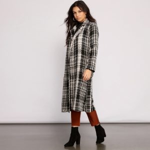 Poised Tweed Belted Coat