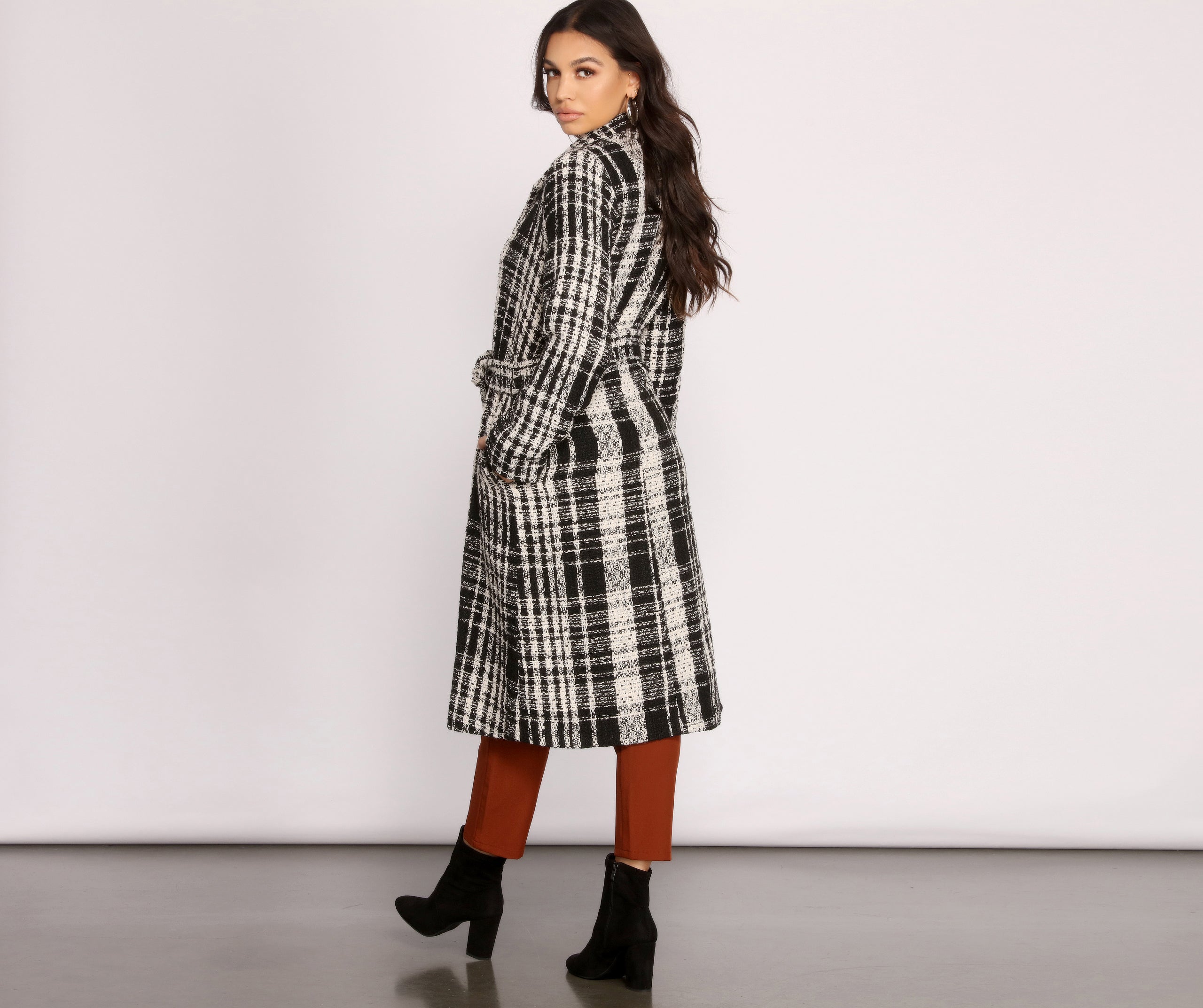 Poised Tweed Belted Coat - Image 2