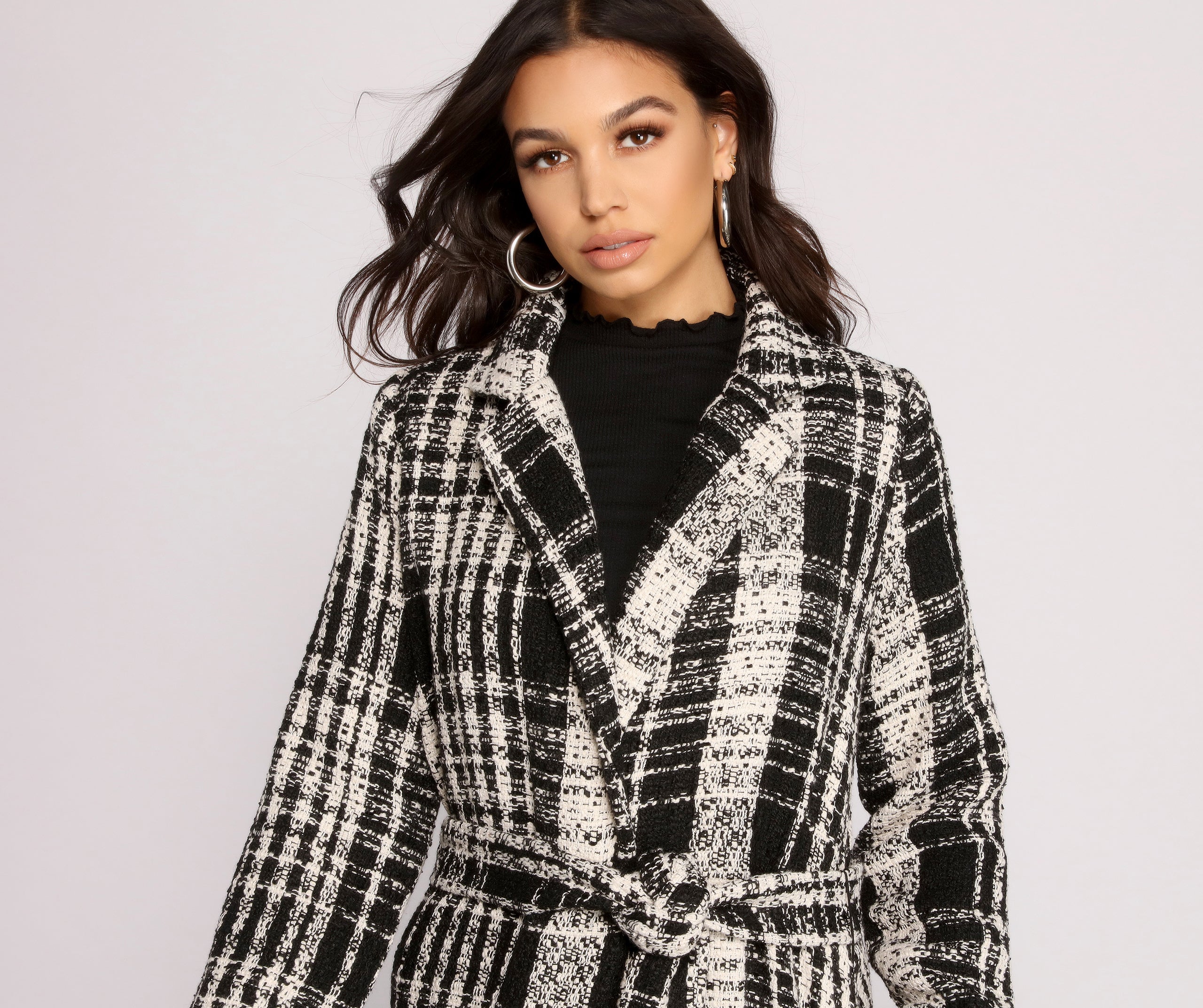 Poised Tweed Belted Coat - Image 3