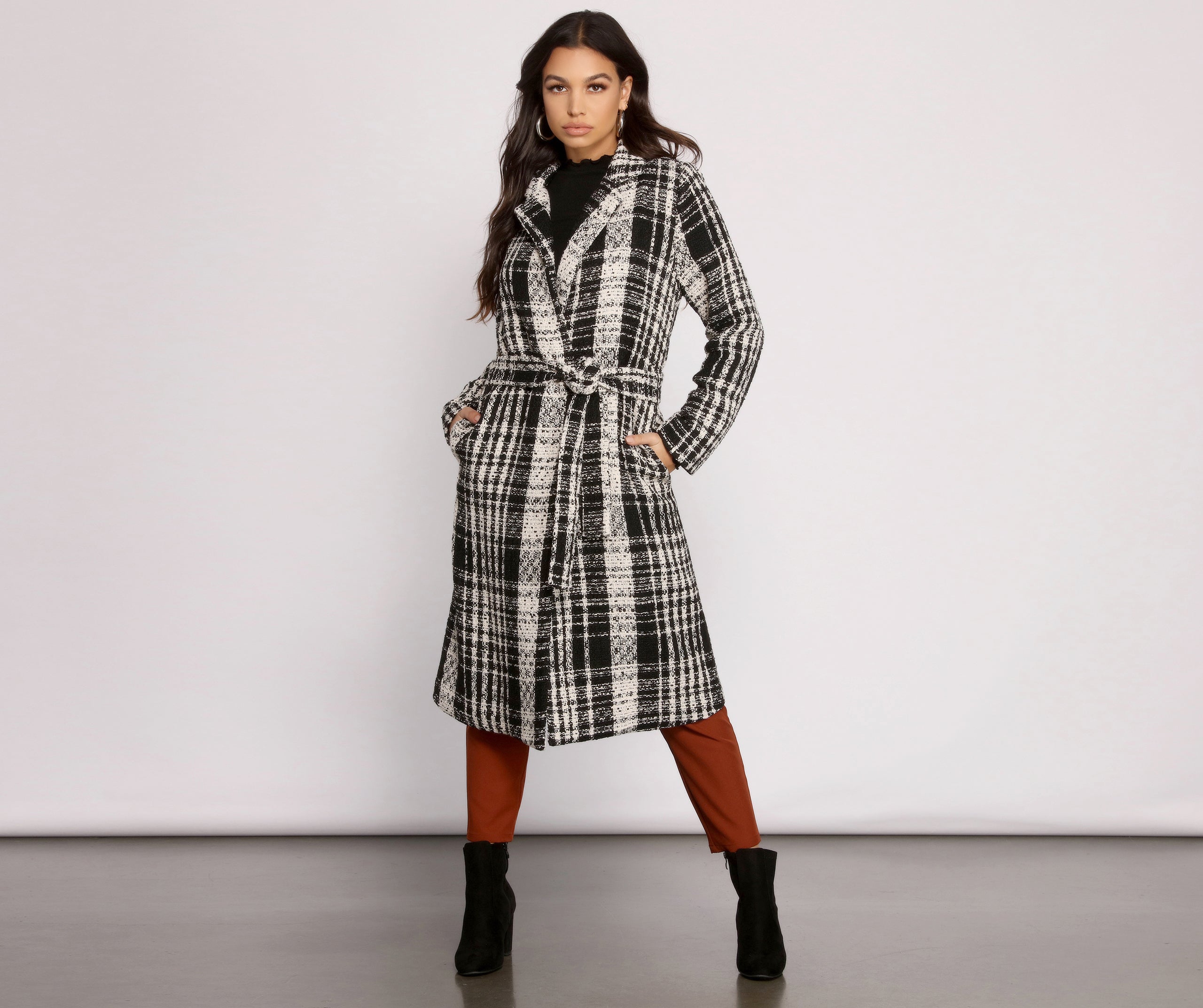 Poised Tweed Belted Coat - Image 4