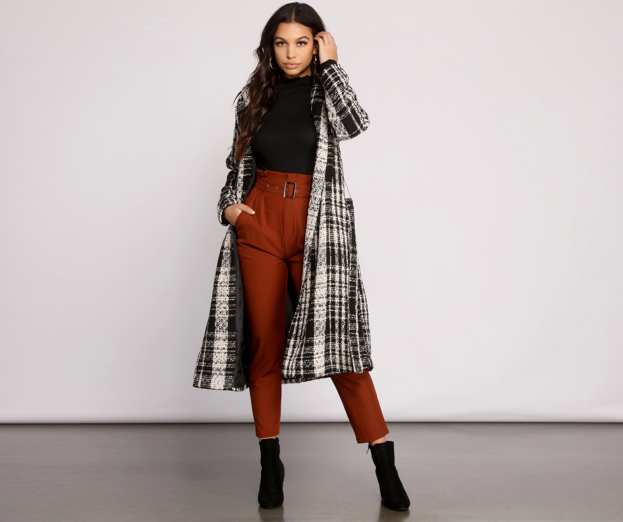 Poised Tweed Belted Coat - Image 5