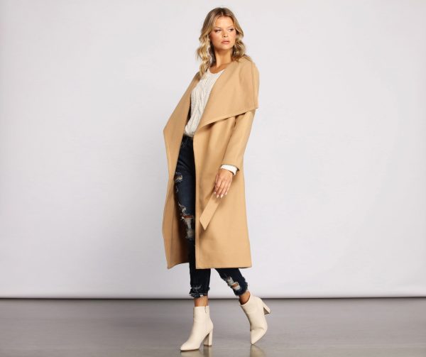 Day Chic Drape Front Belted Coat - Image 5