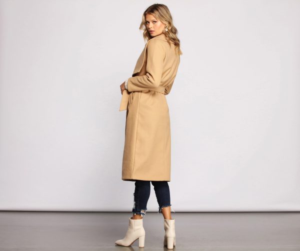 Day Chic Drape Front Belted Coat - Image 6