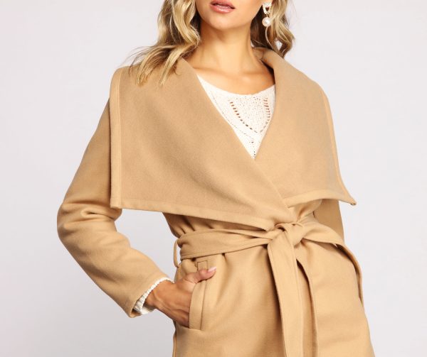 Day Chic Drape Front Belted Coat - Image 7