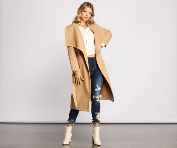 Day Chic Drape Front Belted Coat - Image 8