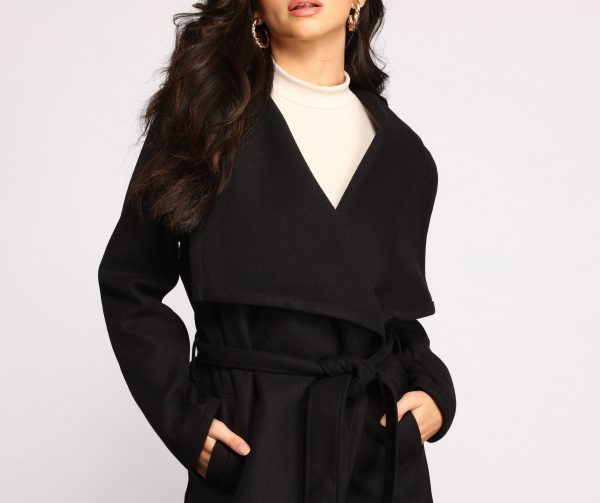 Day Chic Drape Front Belted Coat - Image 3