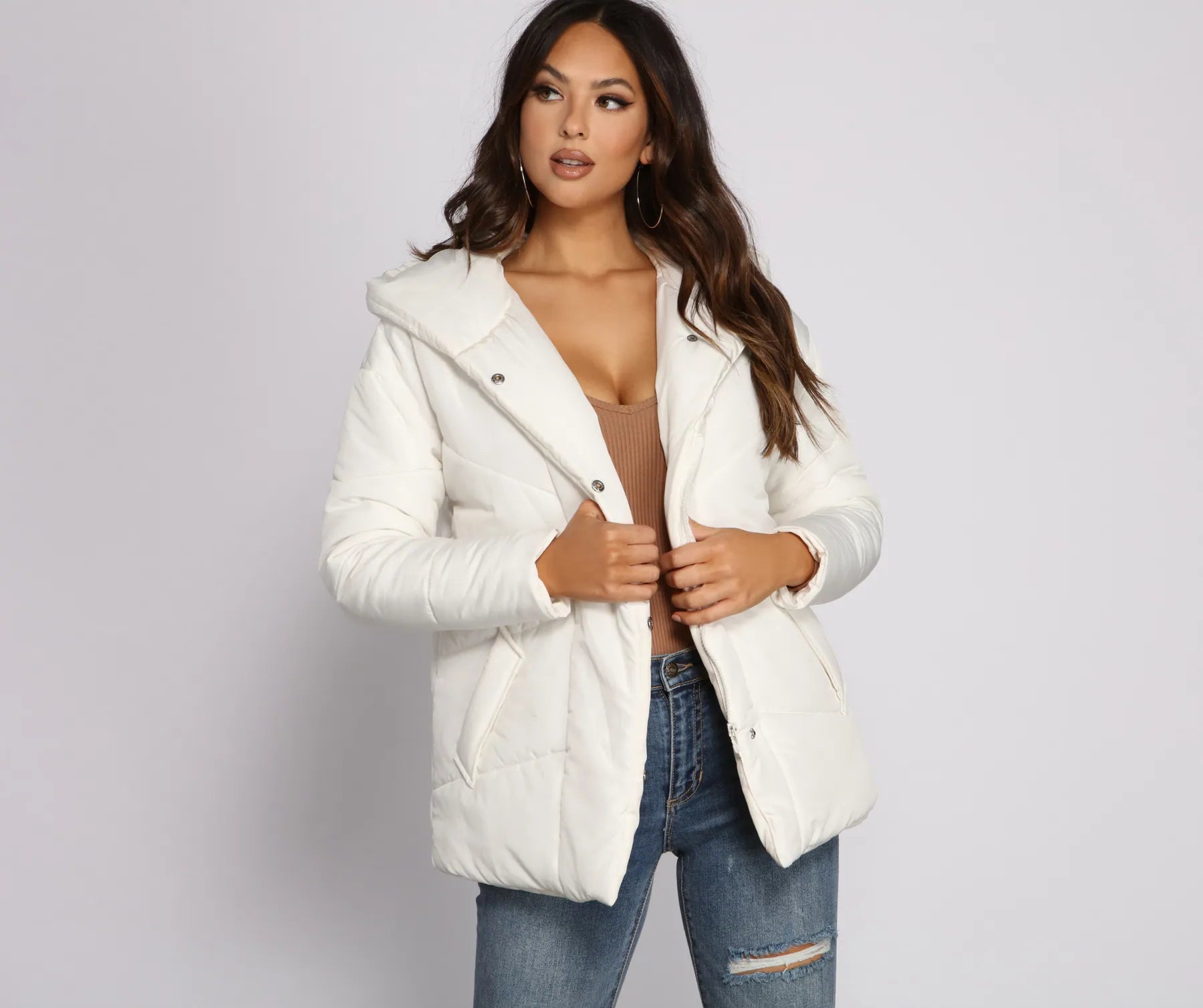 Lightweight Nylon Hooded Puffer Jacket - Image 6