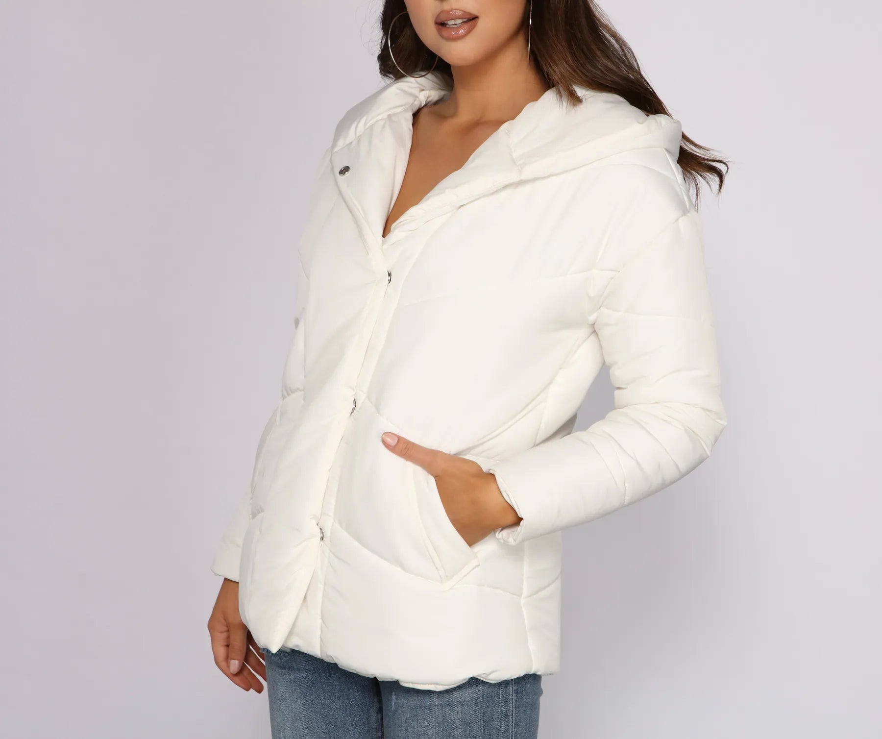 Lightweight Nylon Hooded Puffer Jacket - Image 8