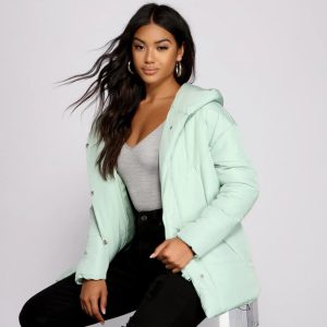 Lightweight Nylon Hooded Puffer Jacket