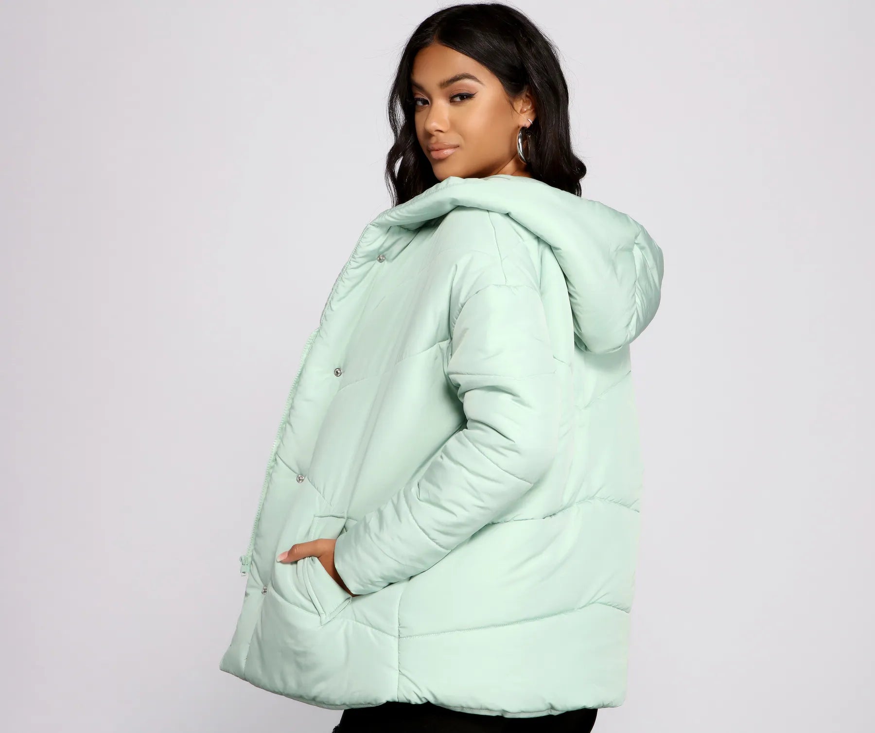 Lightweight Nylon Hooded Puffer Jacket - Image 2