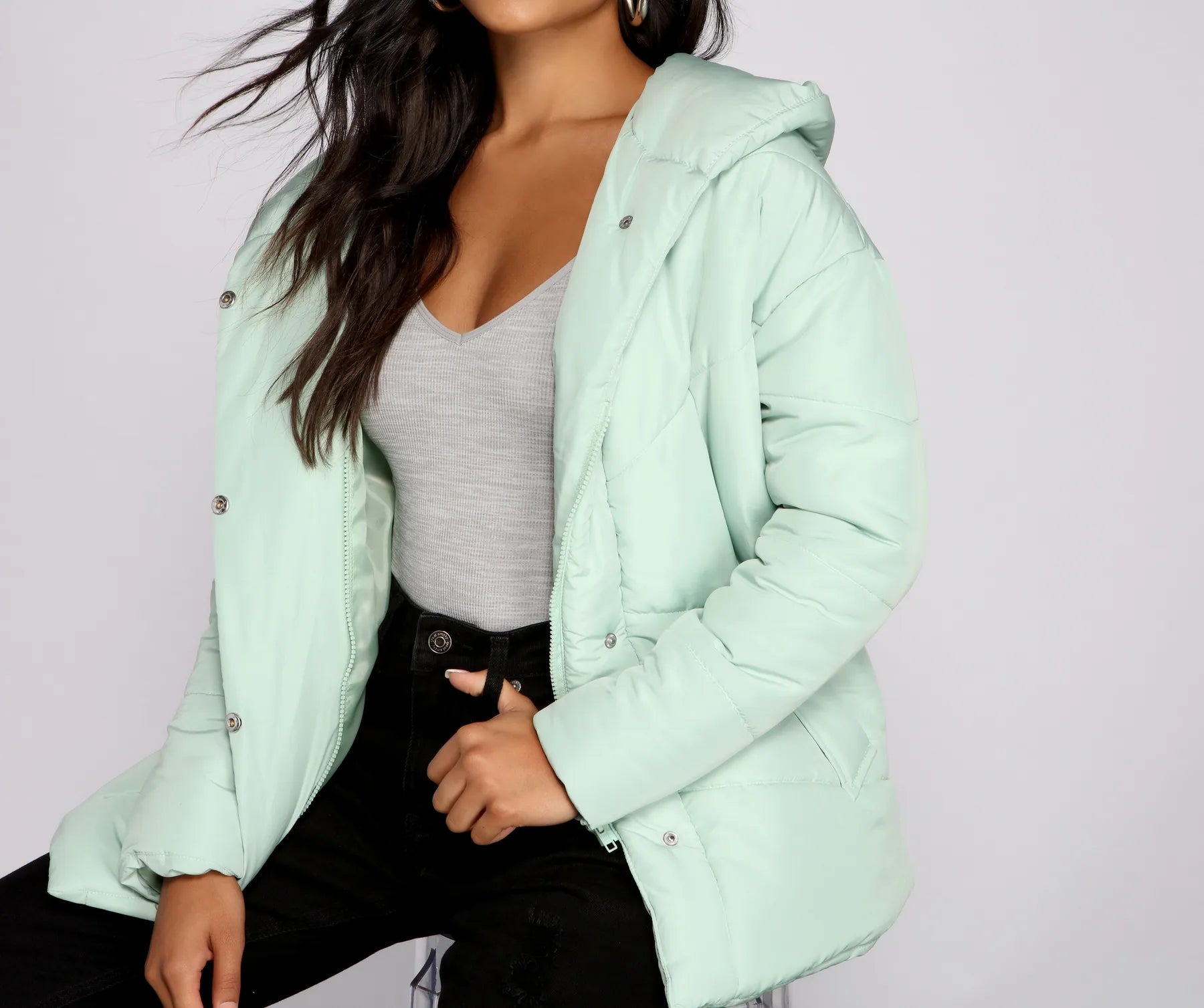 Lightweight Nylon Hooded Puffer Jacket - Image 4