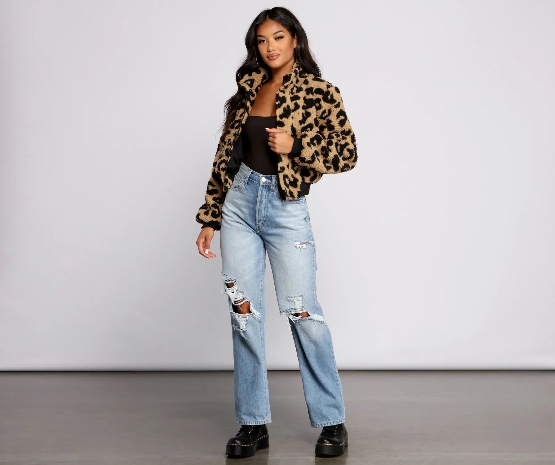 Feelin' Fab Leopard Print Bomber Jacket - Image 4