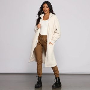 Chic and Cozy Oversized Teddy Trench Coat
