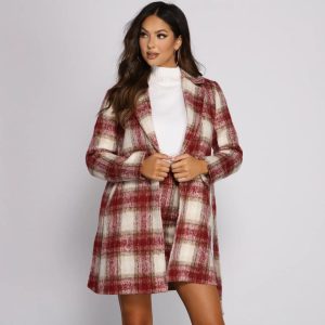 Chic In Plaid Belted Coat