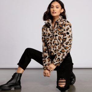 Trendy Girl Leopard Print Bomber Jacket