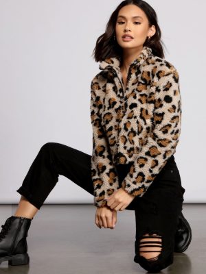 Trendy Girl Leopard Print Bomber Jacket