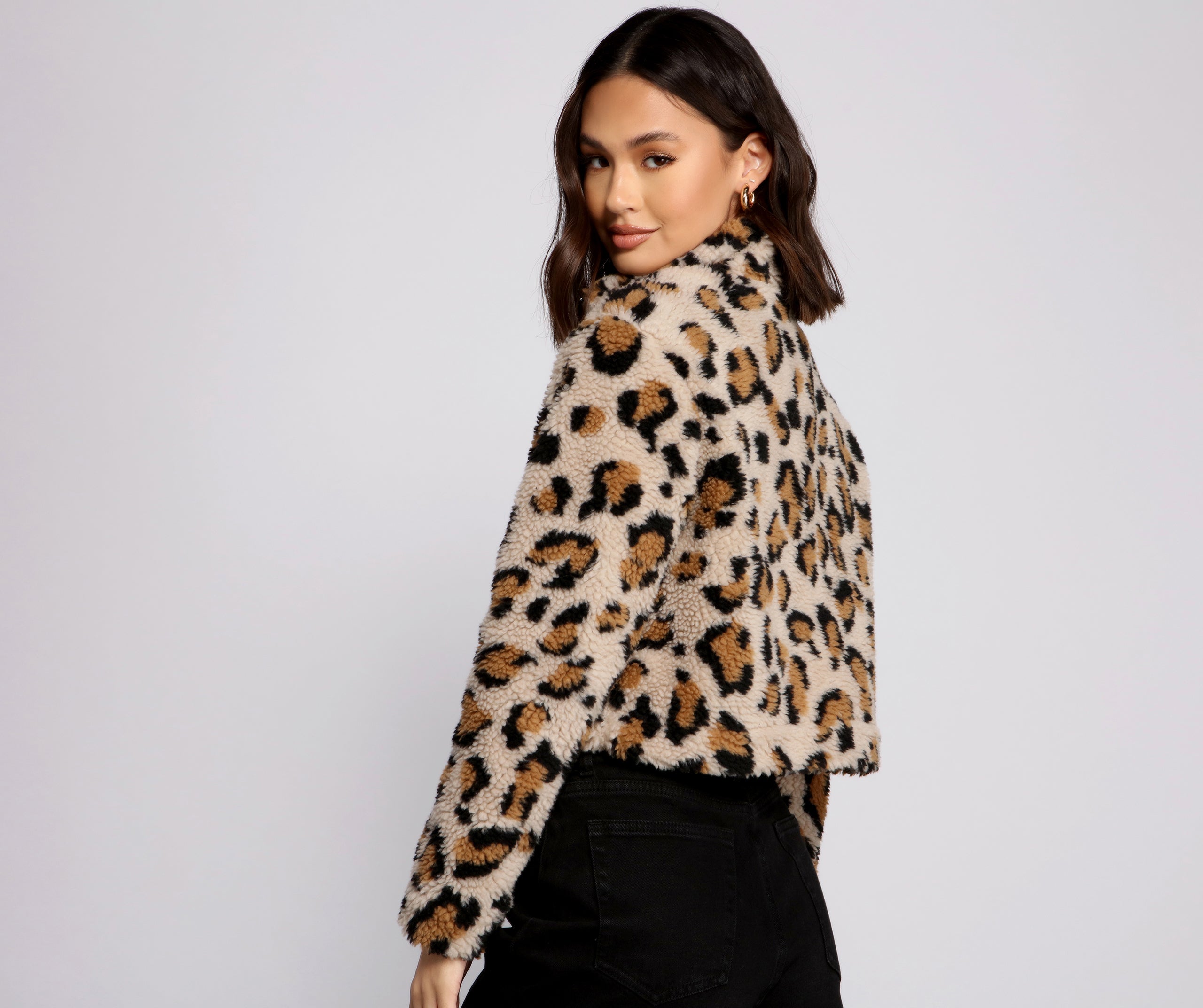 Trendy Girl Leopard Print Bomber Jacket - Image 2