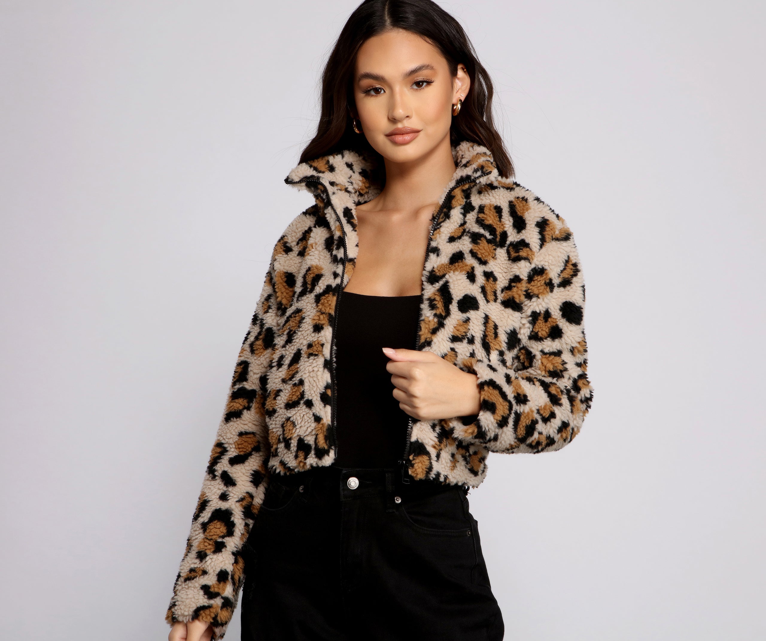Trendy Girl Leopard Print Bomber Jacket - Image 3