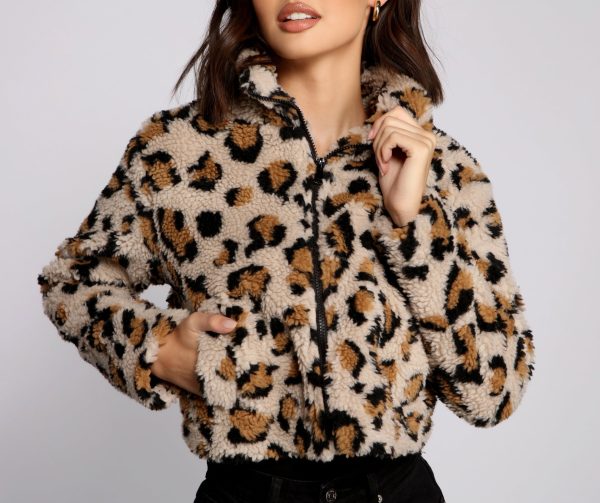 Trendy Girl Leopard Print Bomber Jacket - Image 4