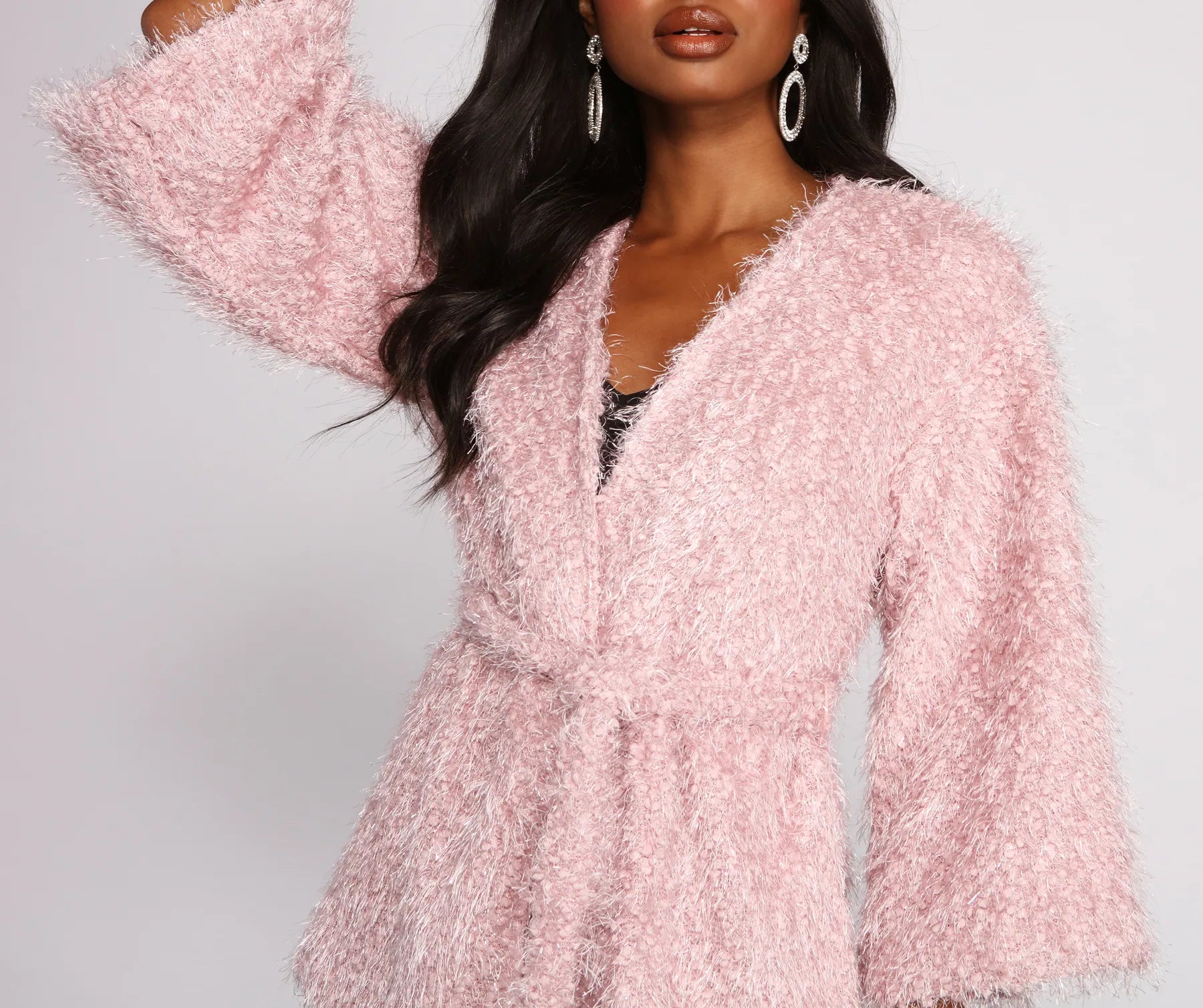 Shaggy Knit Tie Waist Jacket - Image 3