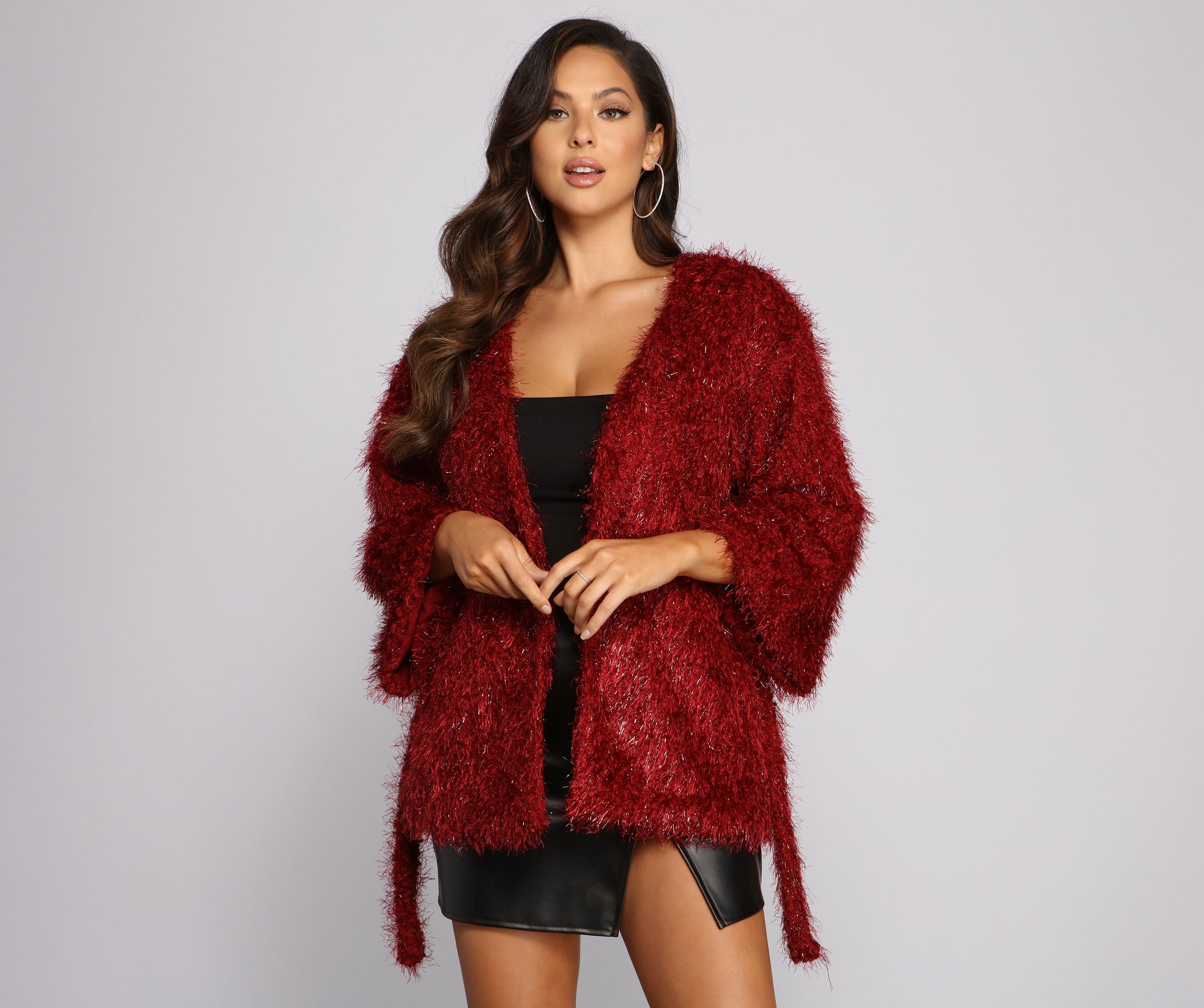 Shaggy Knit Tie Waist Jacket - Image 5