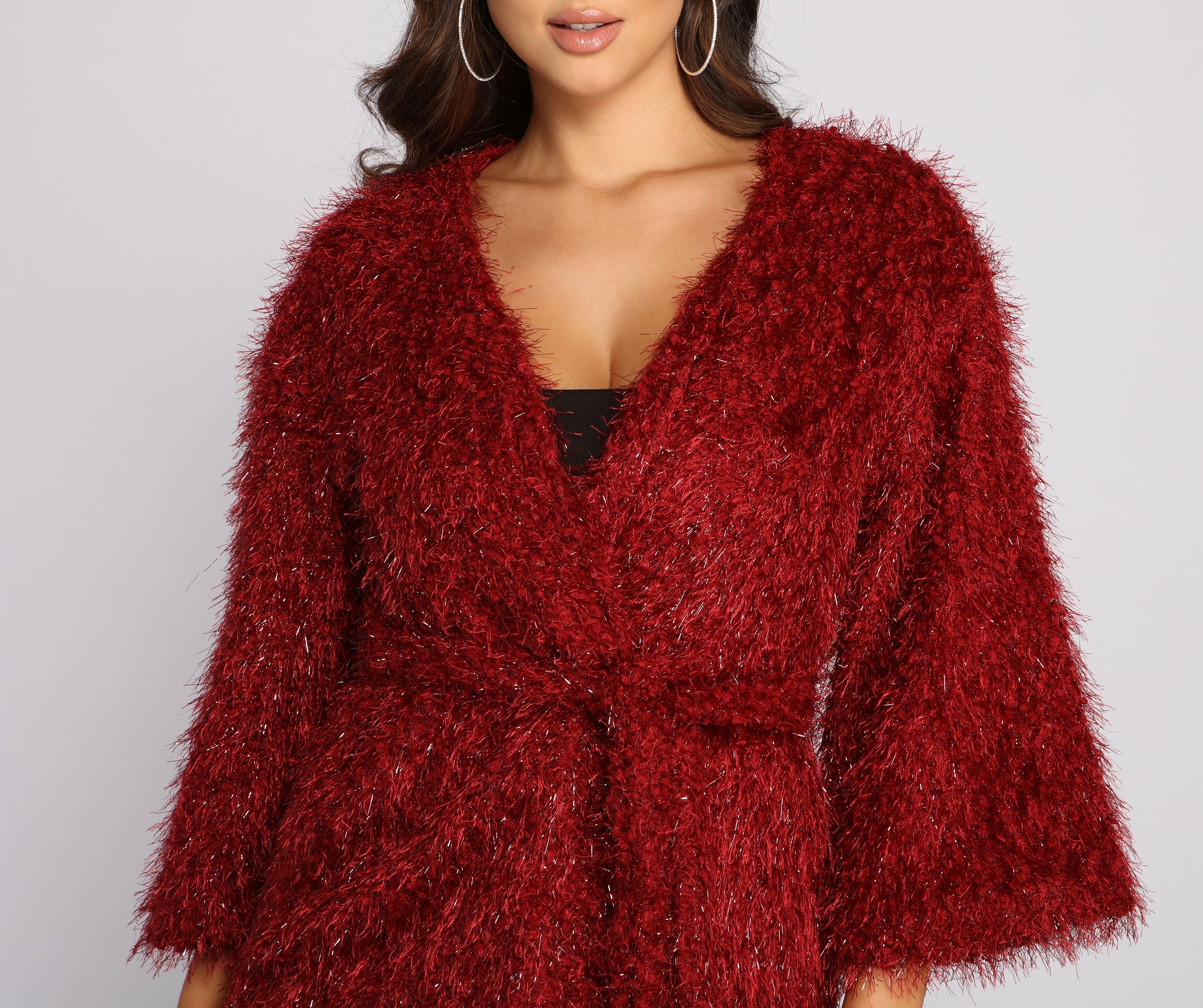 Shaggy Knit Tie Waist Jacket - Image 7