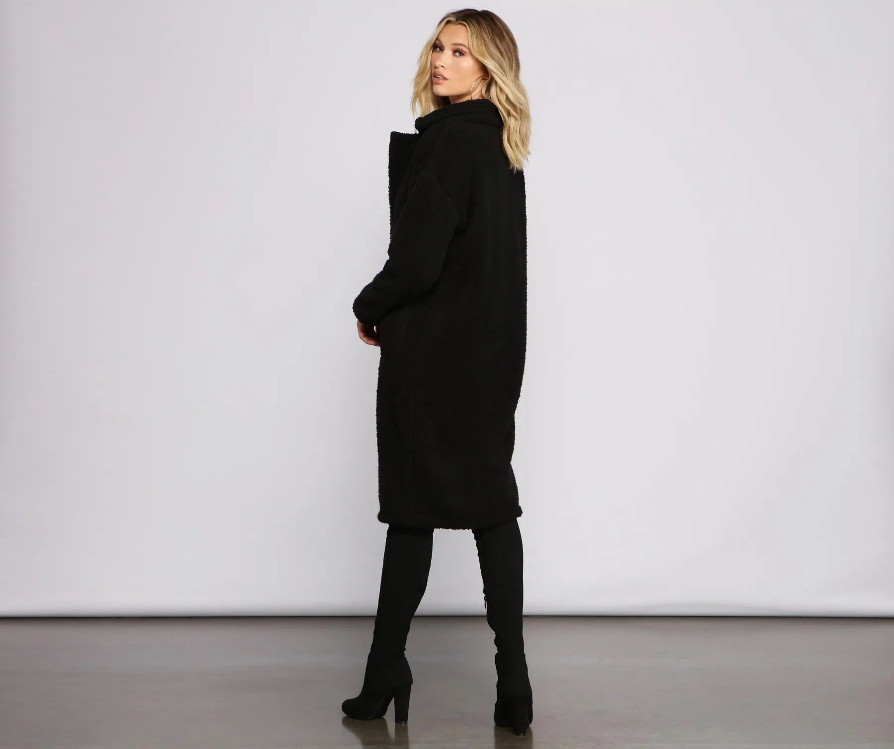 Fuzzy Fleece Long Teddy Coat - Image 6