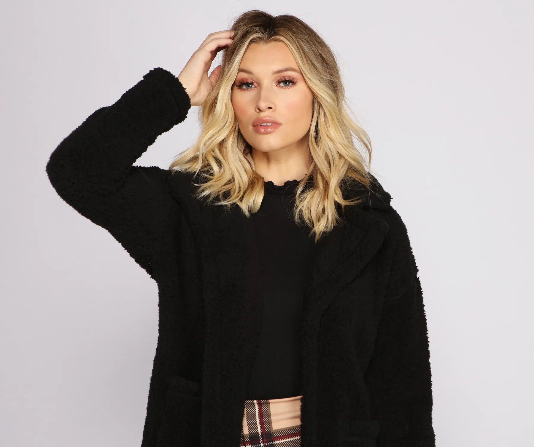 Fuzzy Fleece Long Teddy Coat - Image 7