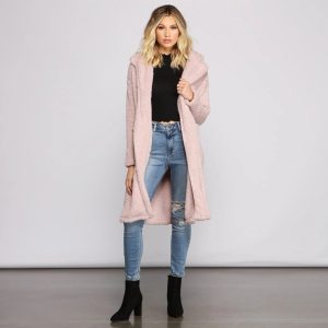 Fuzzy Fleece Long Teddy Coat