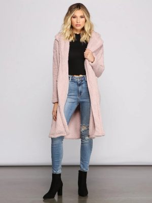 Fuzzy Fleece Long Teddy Coat