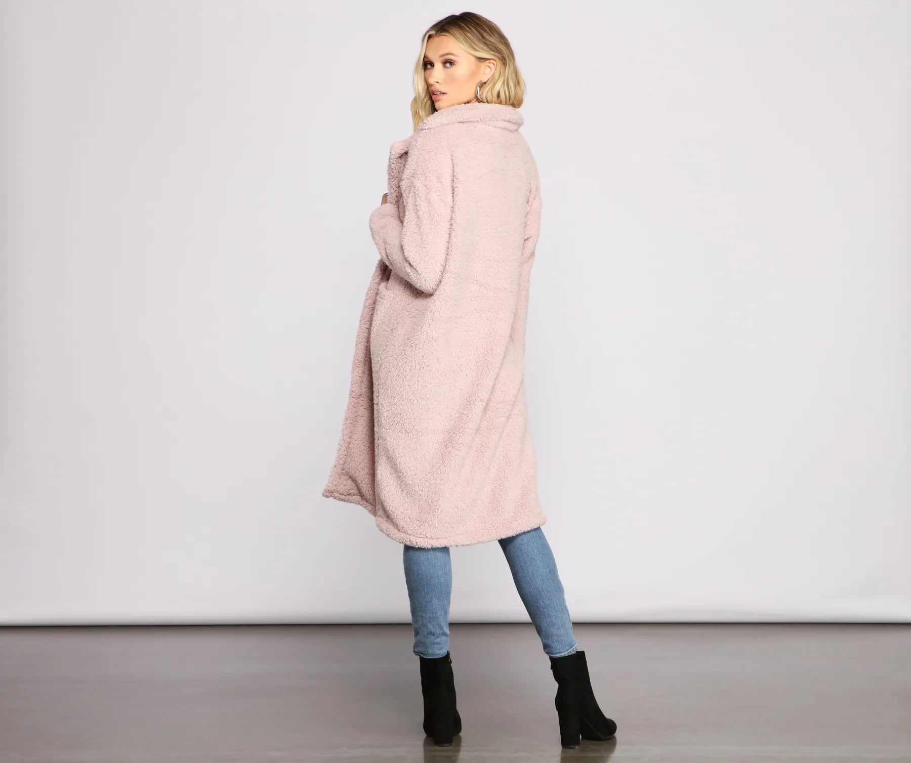 Fuzzy Fleece Long Teddy Coat - Image 2