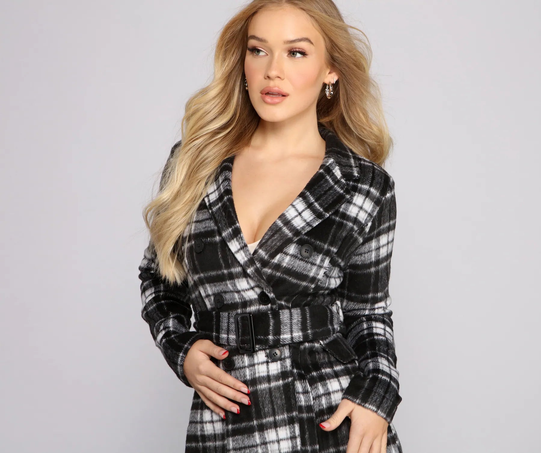Preppy In Plaid Belted Coat - Image 6