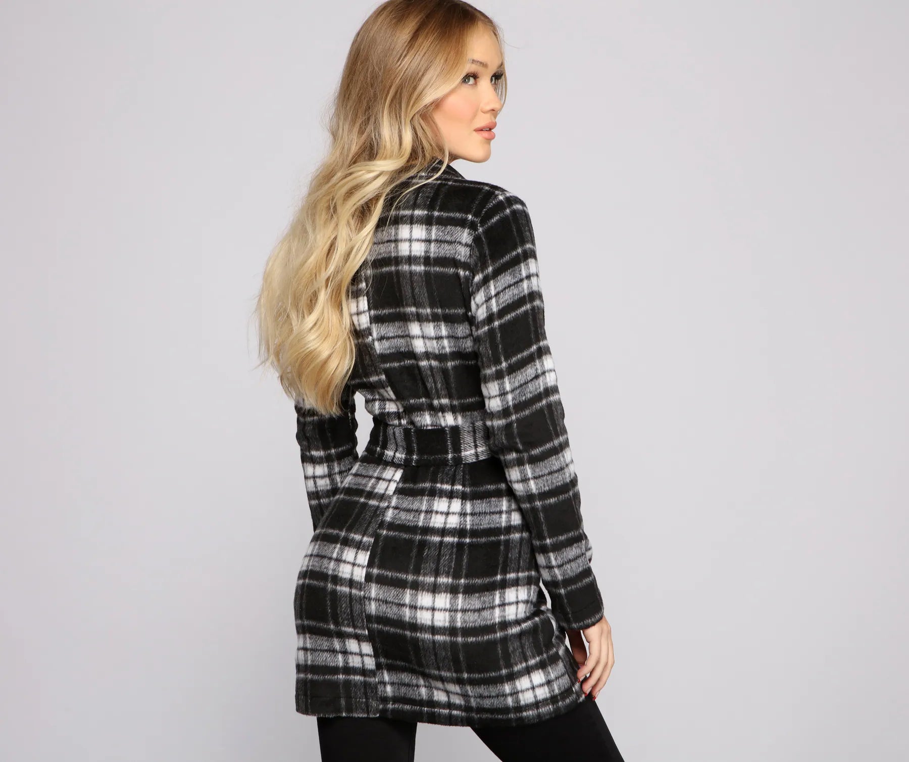 Preppy In Plaid Belted Coat - Image 7